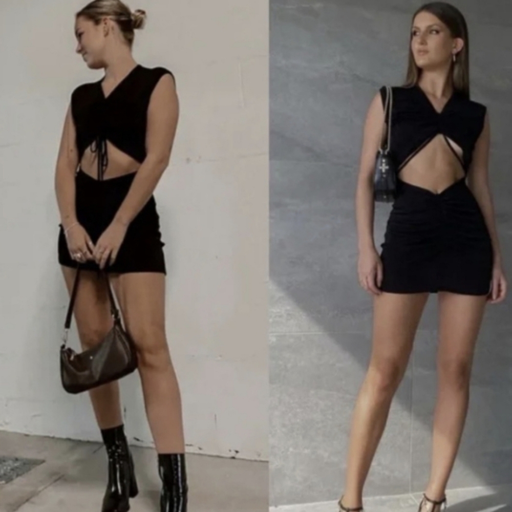 With Jean Black Roxy Ruched Dress XL